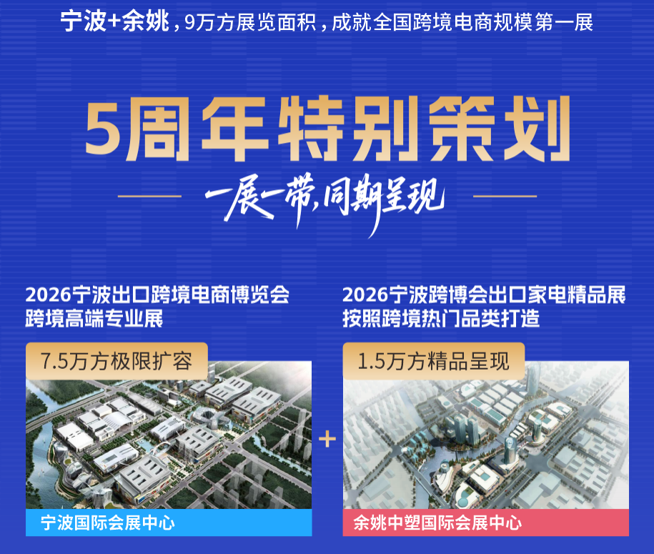 【重磅预告】2026宁波出口跨境电商博览会即将震撼启幕——9万平米“一展双呈”，打造全国跨境电商规模第一展！